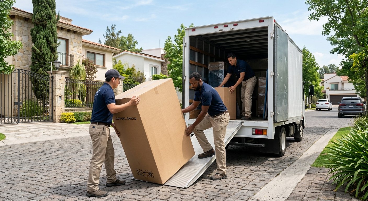 Personal de Mudanzas Martínez realizando el empaque y carga de muebles